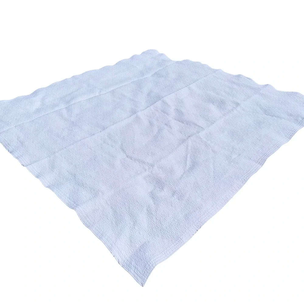 Restoration Hardware Quilt Queen White Excellent 100% Cotton Pick Stitch Texture